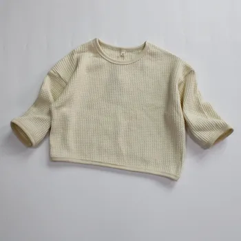 צבי jonmi חדש סתיו יוניסקס לילדים שרוול ארוך חולצות בסגנון קוריאני מוצק צבע Pullovers מקסימום פעוטות ילדים Tees