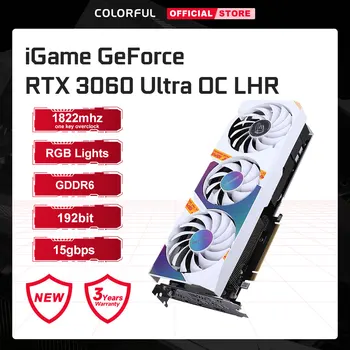 צבעוני iGame GeForce RTX 3060 12GB אולטרה משחקים כרטיס גרפי GDDR6 192Bit אחד-המפתח Overclock NVIDIA GPU RGB אור כרטיסי וידאו