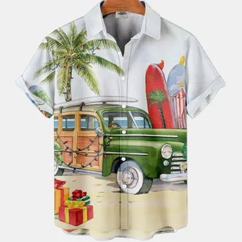קיץ גברים פרחוני רטרו חברתית הוואי חולצה עלה דפוס Harajuku הוואי משובח קרדיגן קוריאני אופנה באיכות גבוהה בגדים