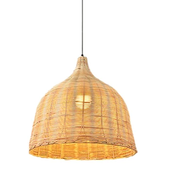 קש מנורת אור תליון וינטג תליית מנורה גוונים E27 סלון עיצוב חדר קפה מסעדה Hanglamp(XXS)