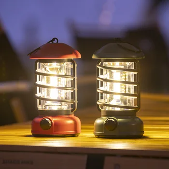רטרו נייד פנס קמפינג חיצוני נפט וינטג ' מחנה המנורה 3 מצבי תאורה לאוהל אור לטיולים טיפוס בחצר