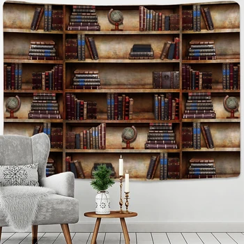 רטרו קסם הספרים שטיח מסתורי הספרייה שטיחי קיר אמנות לזרוק שטיחים בבית אסתטי עיצוב חדר ציור קיר