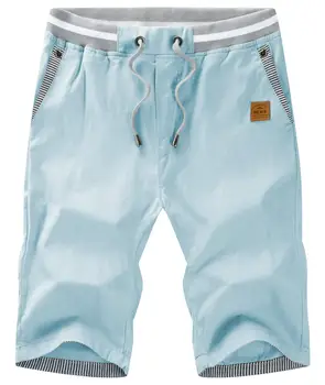 שטחי כותנה סגנון אופנה גברים תחתונים חמה מכירת הקיץ Boardshort ברמודה זכר שרוך אלסטי המותניים מכנסי חוף קצרים.