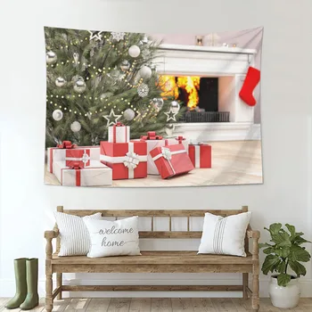 שלג חג המולד סנטה קלאוס עיצוב הבית זירת חג שמח חם נר האח שטיח בחדר השינה קיר סלון